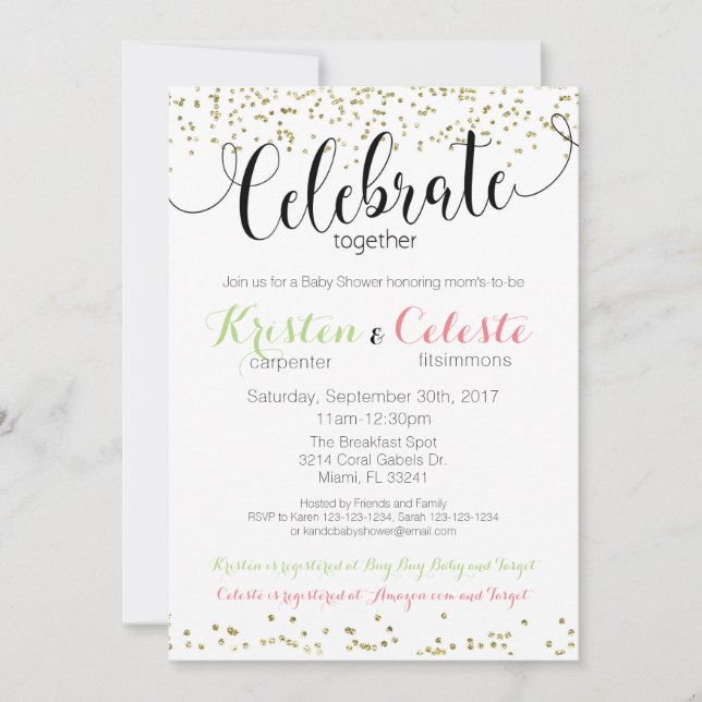 Convite para Chás de fraldas Combinados de Amigos (Frente)