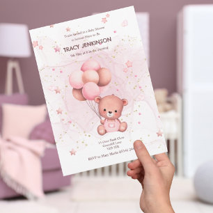 Convite para Chás de fraldas cor-de-rosa