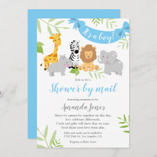 Convite para Chás de fraldas Cute Safari Animal