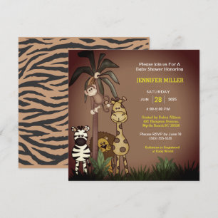 Convite Para Chás de fraldas Da Selva Safari