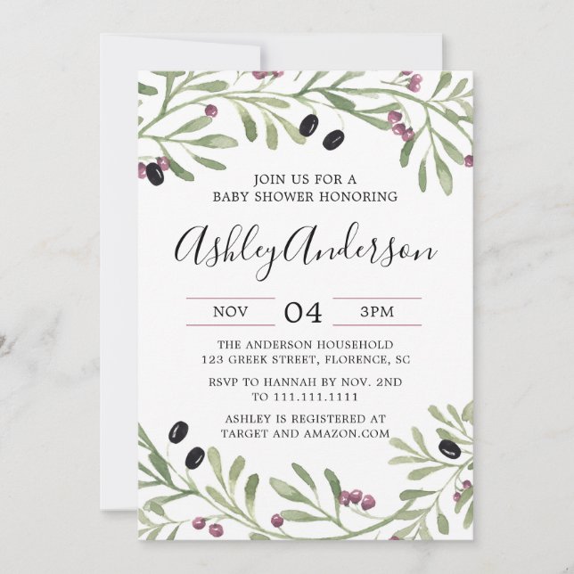 Convite para Chás de fraldas da Toscana Italiana (Frente)