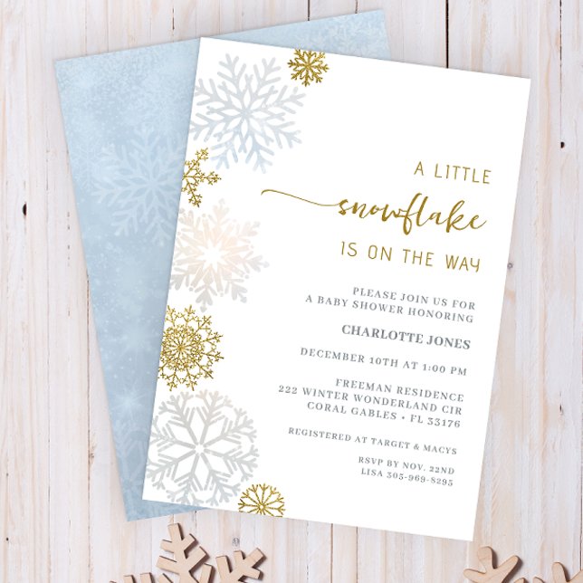 Convite para Chás de fraldas da Wonderland de inve (A Little Snowflake Winter Baby Shower Invite)