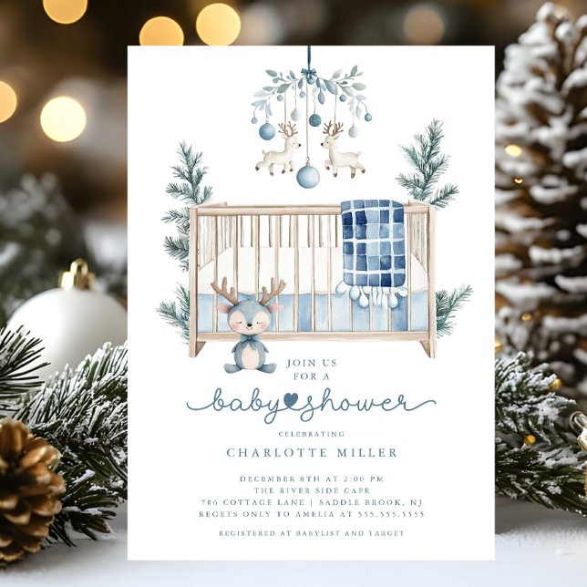 Convite para Chás de fraldas da Woodland de invern (Criador carregado)