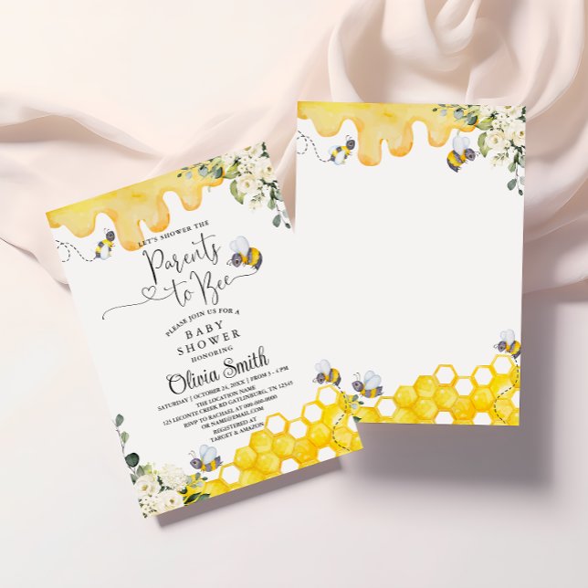 Convite para Chás de fraldas de Abelhas (Criador carregado)