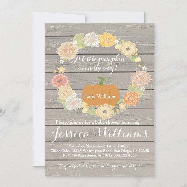 Convite para Chás de fraldas de abóbora (Frente)