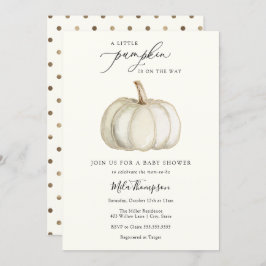 Convite para Chás de fraldas de Abóbora Branco e D