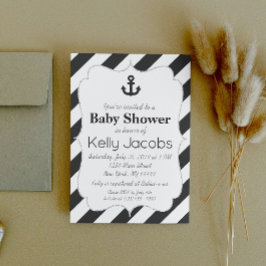 Convite para Chás de fraldas de Âncora Preta e Pra