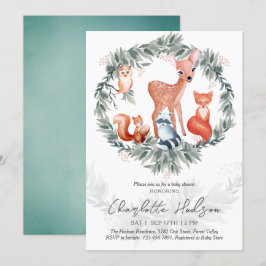 Convite Para Chás de fraldas De Animais Da Florest