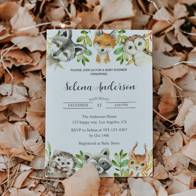 Convite Para Chás de fraldas De Animais Da Florest (Criador carregado)