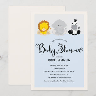 Convite Para Chás de fraldas De Animais De Zoo