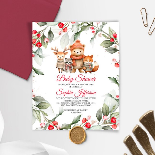 Convite para Chás de fraldas de animais florestais (Criador carregado)