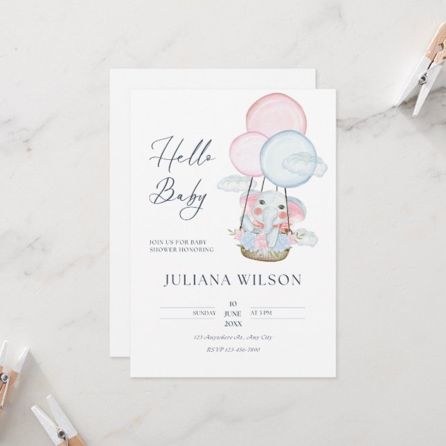 Convite para Chás de fraldas de animais minimalist (Frente/Verso In Situ)