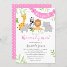 Convite para Chás de fraldas de animais Safari