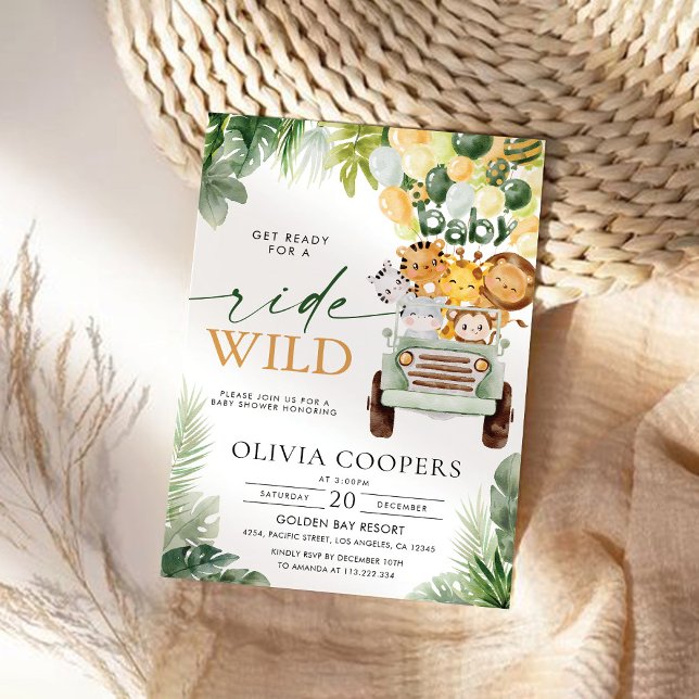 Convite Para Chás de fraldas De Animais Safari (Criador carregado)