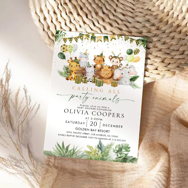 Convite Para Chás de fraldas De Animais Safari (Criador carregado)