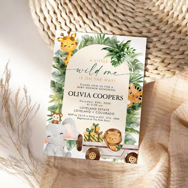 Convite Para Chás de fraldas De Animais Safari (Criador carregado)