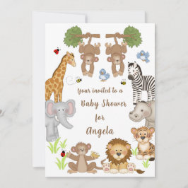 Convite Para Chás de fraldas De Animais Safari