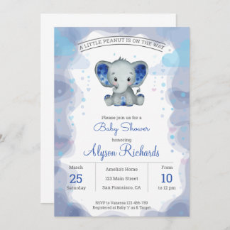 Convite para Chás de fraldas de Aquarela de Eefant