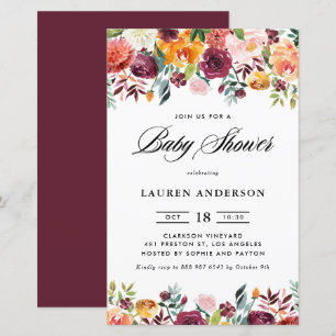 Convite para Chás de fraldas de Autumn Blooms Garl