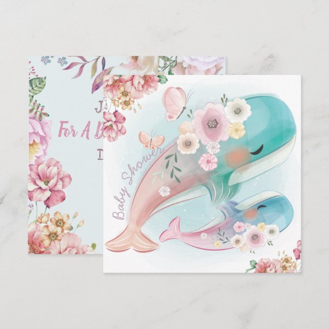 Convite para Chás de fraldas de baleias (Frente/Verso)