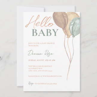 Convite para Chás de fraldas de Balões