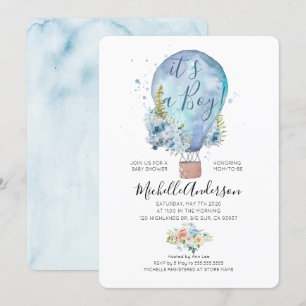 Convite para Chás de fraldas de Balões de Menino