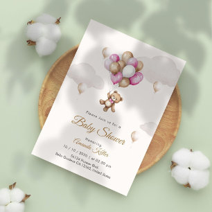 Convite para Chás de fraldas de Bear Balão