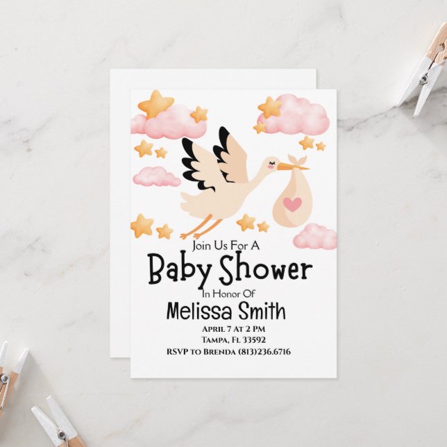 Convite para Chás de fraldas de Bebê e Storm (Frente/Verso In Situ)