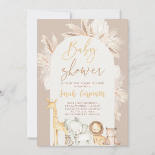 Convite para Chás de fraldas de Boho Woodland Anim