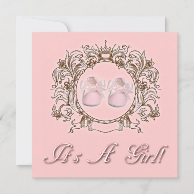 Convite para Chás de fraldas de Calçados Rosa Prin (Frente)