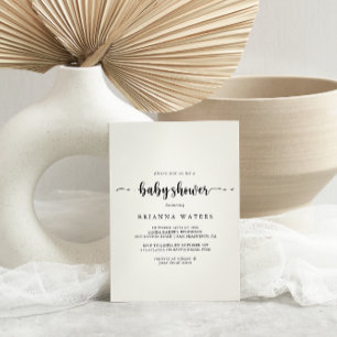 Convite para Chás de fraldas de caligrafia minima