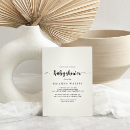 Convite para Chás de fraldas de caligrafia minimal