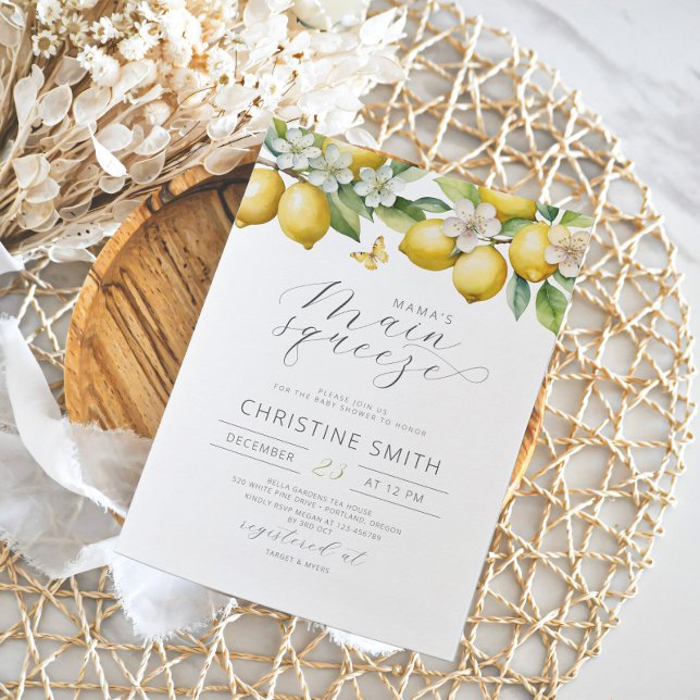 Convite para Chás de fraldas de citrinos de limões (Criador carregado)