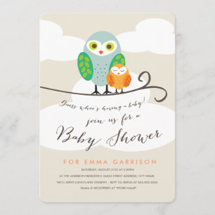 Convite para Chás de fraldas de Corujas Visitadas