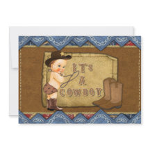 Convite para Chás de fraldas de cowboy