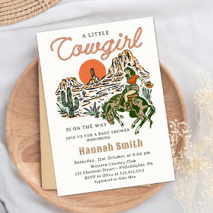 Convite para Chás de fraldas de Cowgirl Ocidental