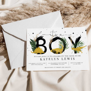 Convite para Chás de fraldas de Dinossauros Doura