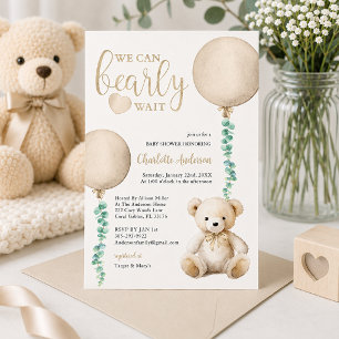 Convite para Chás de fraldas de Espera Brown Bearl