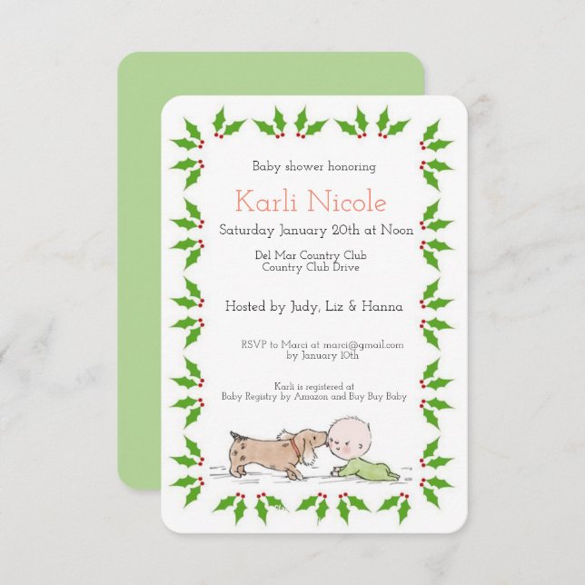 Convite para Chás de fraldas de Férias Presentes n (Frente/Verso)