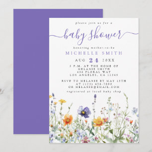 Convite para Chás de fraldas de flor selvagem