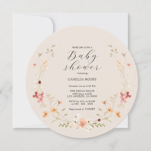 Convite para Chás de fraldas de flor selvagem