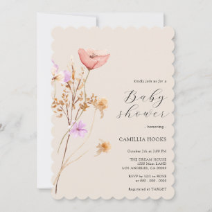 Convite para Chás de fraldas de flor selvagem