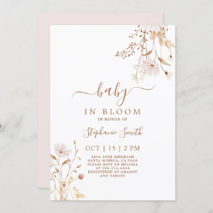 Convite para Chás de fraldas de flor selvagem