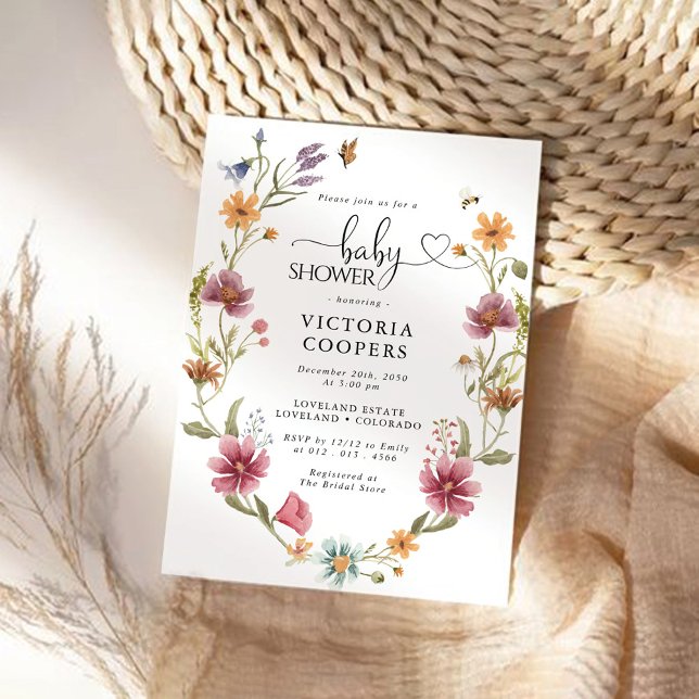 Convite para Chás de fraldas de flor selvagem (Criador carregado)