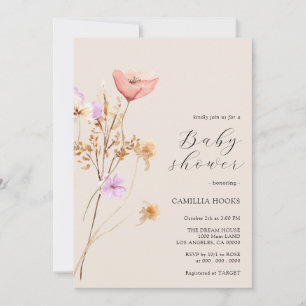 Convite para Chás de fraldas de flor selvagem
