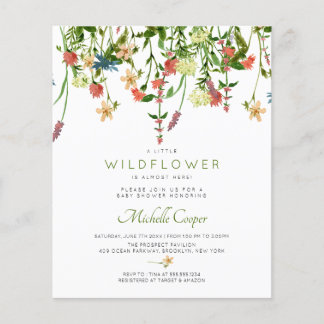 Convite para Chás de fraldas de flor selvagem de o
