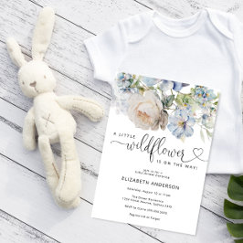 Convite para Chás de fraldas de Flores Azuis de Co