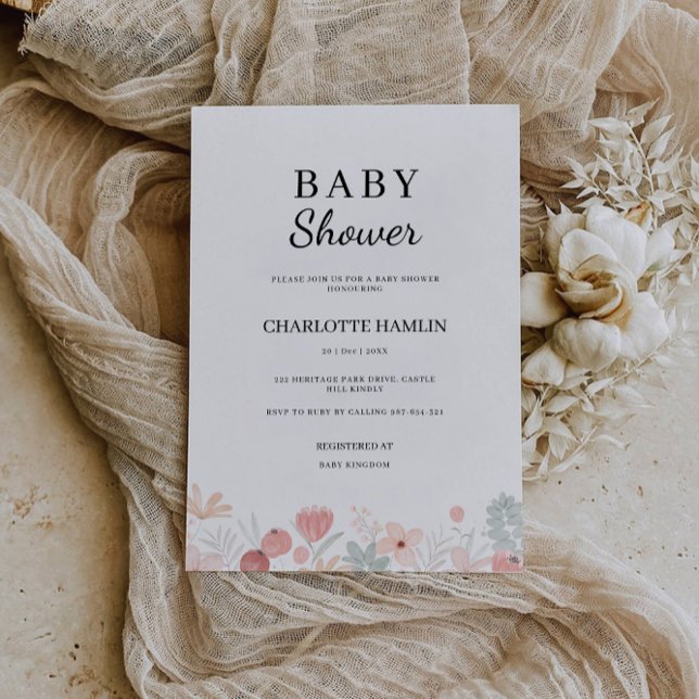Convite para Chás de fraldas de flores selvagens (Wildflowers Baby Shower Invitation)