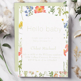 Convite para Chás de fraldas de flores silvestres