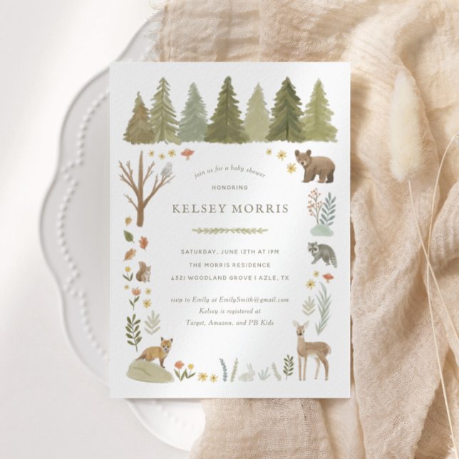 Convite para Chás de fraldas de Florestas de Madei (Criador carregado)